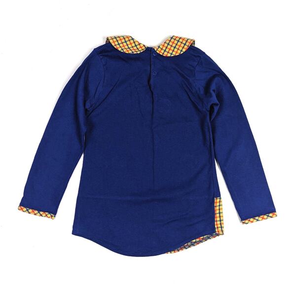 Vtg 90s Kaboom Tunic Shirt Girls Sz Small 4-5T Blue Apple School Plaid - Picture 4 of 5